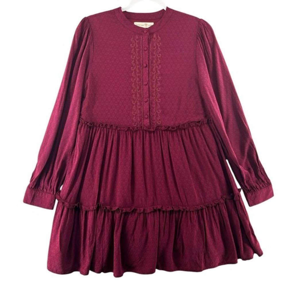 Penelope Rose Wine‎ Embroidered Tiered Western Prairie CottageWomens Size Medium